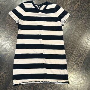 Banana Republic Black and Cream Striped Dress